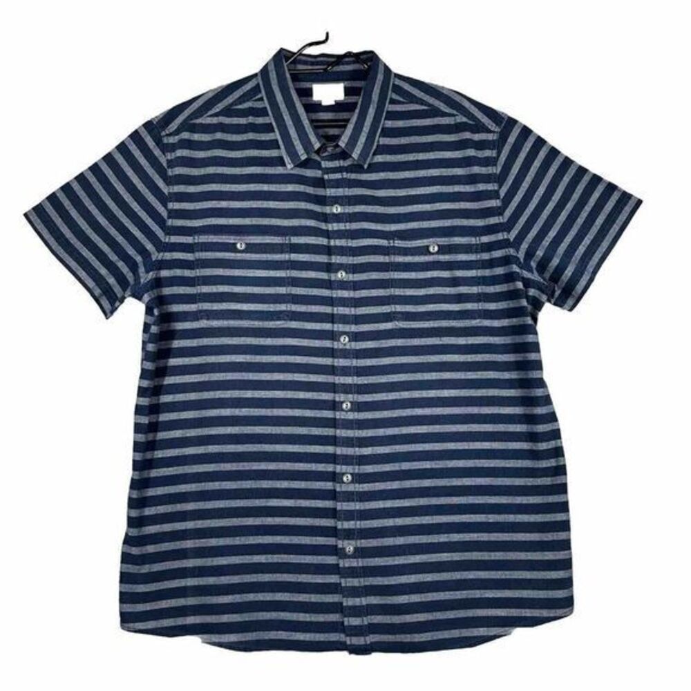Converse One Star Shirt Extra Large Blue Short Sleeve stripe Button Up‎ Mens